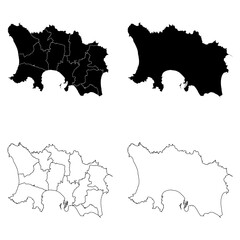 Jersey Outline and Solid Fill Map Set.