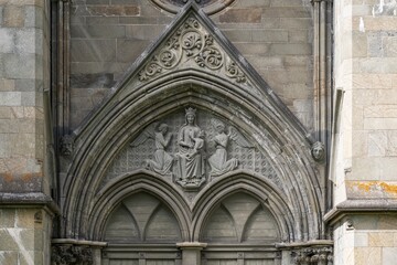 Mary with the Child Jesus, angel, side portal, Nidaros Cathedral, Trondheim, Trøndelag, Norway