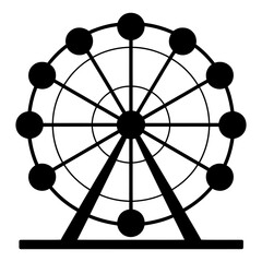 black Ferris Wheel Symbol Icon Silhouette Vector on White Background