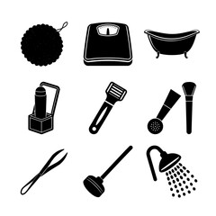 Bathroom Essentials Icons Set Daily Life Objects Vector Collection