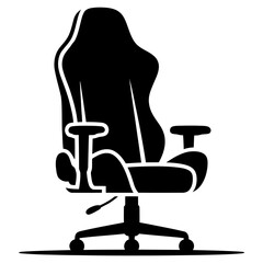 Gaming Chair side view Silhouette Vector Icon on White Background
