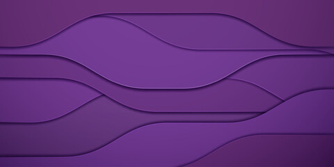 A digital illustration featuring layered, wavy purple shapes with subtle shading, creating a sense of depth and abstract movement.