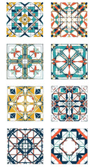 Fototapeta premium Geometric Patterns Collection: Retro Tiles, Abstract Art, Repeating Backgrounds