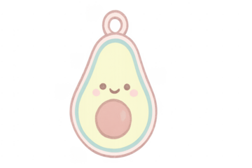 Cute kawaii avocado character smiling pastel illustration