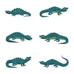 Set of Cartoon Dinosaurs, Cute Baby T-Rex, Carnotaurus, Spinosaurus, Triceratops © Anak