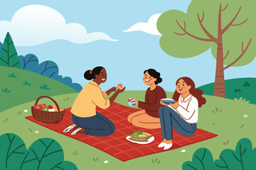 Peaceful Park Picnic Sharing