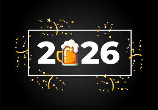 Happy new year 2026. texture 2026 with vector concept with black gradient background - Powered by Adobe