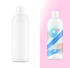 High realistic disc flat top cap bottle mockup. Vector illustration isolated on white and colour background. Perfect for promoting your design. EPS10.