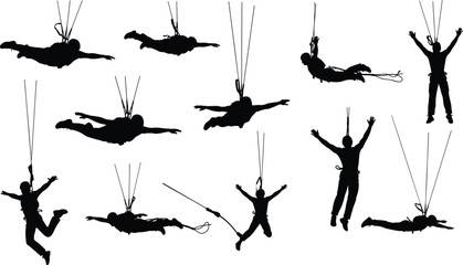 Paragliding, Skydiving, Parachute, Adventure, Extreme, Sport, Flight, Freefall, Silhouette, Action, Aerial, Outdoor, Thrill, Vector, Illustration, Athlete, Airborne, Recreation, Safety, Motion © Maisa
