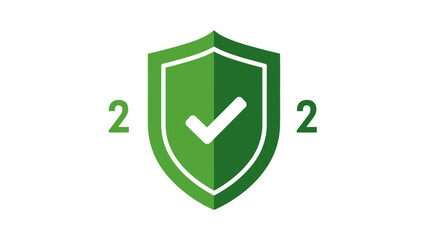 Green Shield Security Icon with Checkmark and Year 2022 - Protection Concept