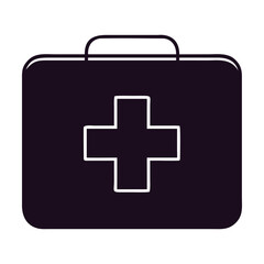 Obraz premium First aid kit icon isolated on medical bag symbol emergency case sign healthcare, hospital and medicine concept vector illustration for graphic design, logo, web site, social media