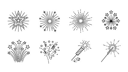 Obraz premium Fireworks Explosions with Stars on White Background