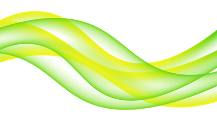 Abstract banner design featuring vibrant flowing waves of gradient lime green and bright yellow hues on white background