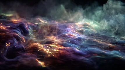 Fototapeta premium Colorful, swirling mass of smoke and steam. The colors are vibrant and the smoke is thick and dense
