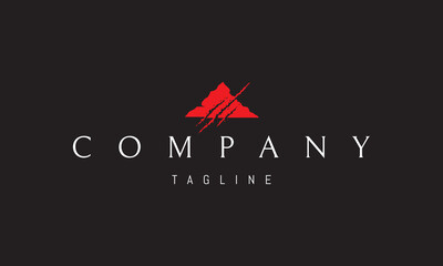 A vector red logo featuring an abstract image a mountain peak marked by a beasts claw scratch, symbolizing strength, wilderness, and raw nature.