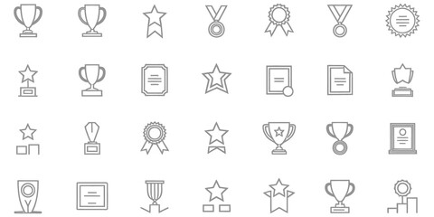 Collection of awards icons isolated on transparent background