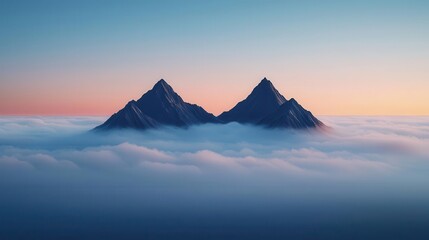 Fototapeta premium Surreal floating mountains under dreamy sunset sky, fantastical and imaginative
