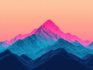 Stylized lowpoly mountains with soft lighting and pastel sunset hues