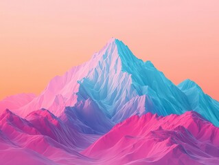 Stylized lowpoly mountains with soft lighting and pastel sunset hues