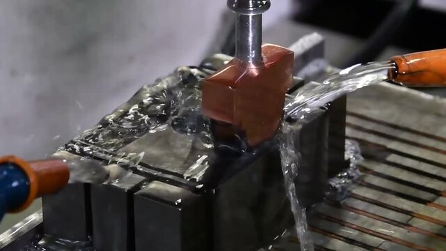 Electroerosion machine, erosion, metal stitching using an electric charge. The electric sewing machine creates iron parts.