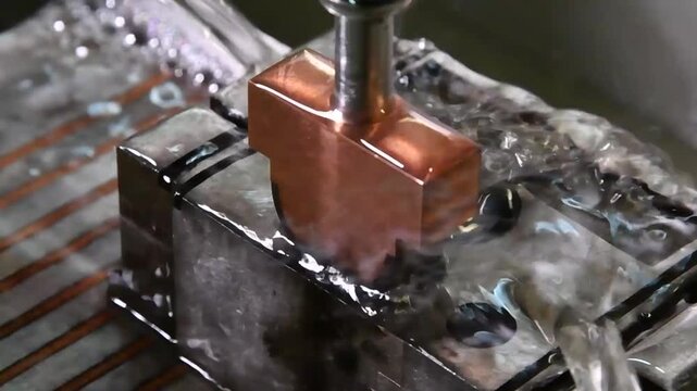 Electroerosion machine, erosion, metal stitching using an electric charge. The electric sewing machine creates iron parts.