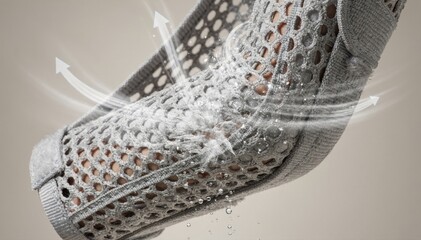 Medium shot of breathable orthopedic sling webbing showcasing airflow and moisturewicking properties for patient comfort during extended wear.