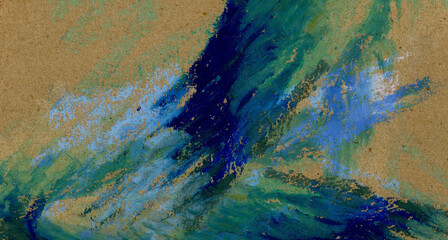 Abstract background for design. Hand-drawn oil pastel drawing.