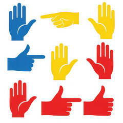 Obraz premium Colorful hand gestures in various directions
