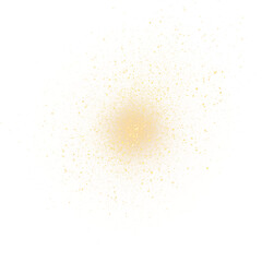 Golden sparkling glitter dust burst with glowing light particles and magic shine on transparent background for luxury festive design
