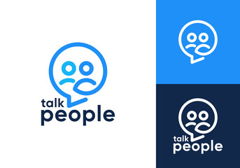 chat with people abstract logo. consult communication technology symbol vector design