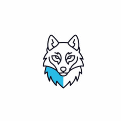 Fototapeta premium Stylized Wolf Head Logo Design with Blue Accents.