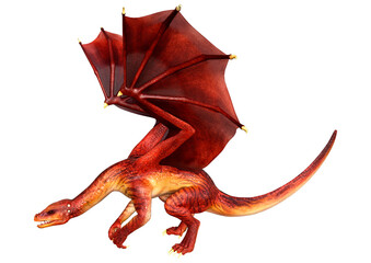 3D Rendering Fairy Tale Dragon on White