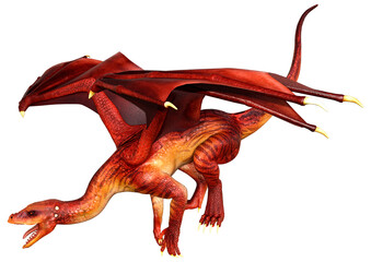 3D Rendering Fairy Tale Dragon on White