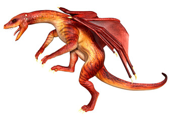 3D Rendering Fairy Tale Dragon on White