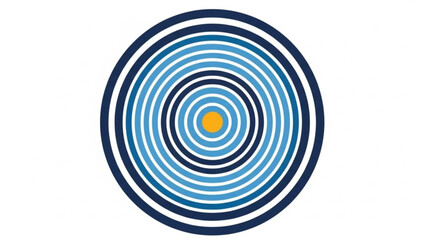 Vibrant concentric circles in shades of blue with a yellow center on white background