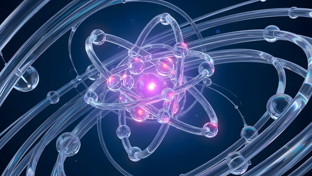 Atomic Symphony: A captivating visual representation of atomic structure unfolds, showcasing the intricate dance of electrons around a radiant nucleus.