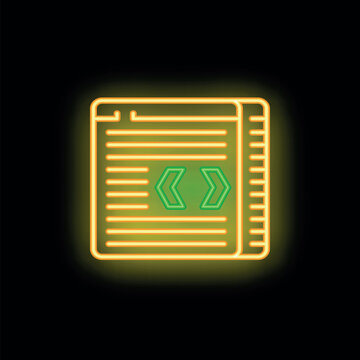 Programming coding neon sign, concept of software development, web development, coding, programming, information technology