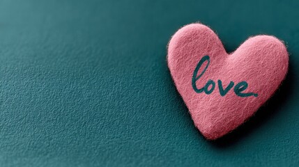 coral on a dark teal background, high-contrast calligraphy with a heart, for bold Valentine's Day card