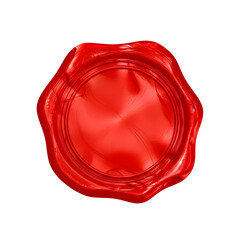 Close-up of a red wax seal, perfect for conveying authenticity and official documentation. The shiny wax surface catches the light.