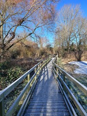 Fototapeta premium Frosty board walk on a winters day
