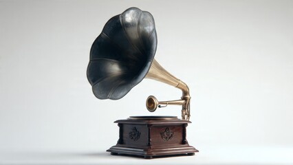 Vintage Gramophone on White