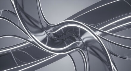 Dynamic metallic waves with glowing lines creating a modern abstract background