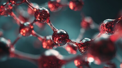 Intricate macro close-up of connected molecular structures, exhibiting a dynamic abstract design