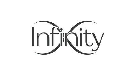 Fototapeta premium Infinity symbol text logo with a dark background word