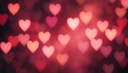 Warm Glowing Heart Shaped Bokeh on Dark Background for Cozy Romantic Evening and Love Concepts, Glowing red heart outlines with light painting effect on a dark background for Valentine's Day	