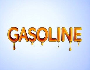 Gasoline Text Made of Dripping Oil on White Background