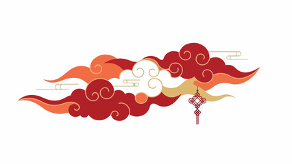 Traditional Chinese Red and Gold Clouds with Tassel Ornament - Symbolic of Good Fortune and Celebration