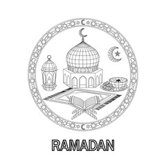 A Professional Spiritual Ramadan Kareem Symbol, Showcasing Islamic Mubarak and Digital Muslim Religion Fasting Prayer Crescent Moon.
