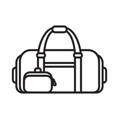 Simple outline of a duffel bag and a small pouch black and white