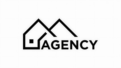 Black line art house icons with 'AGENCY' text on white background
